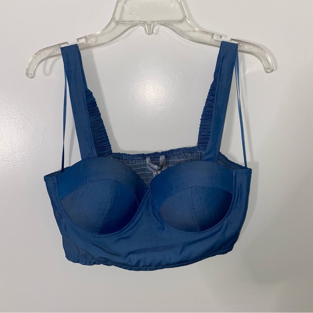 Melrose With Love | Elastic denim zip-up crop top | Medium